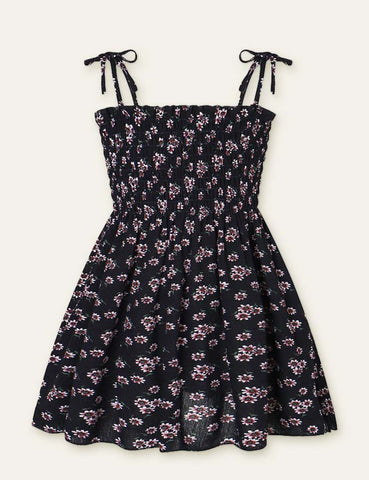 Floral Full Printed High Waist Spaghetti Strap Dress