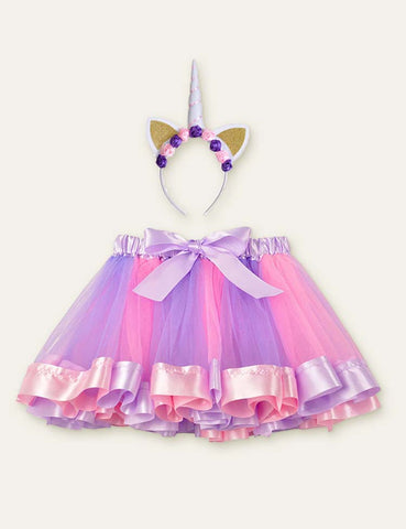 Unicorn Hair Accessories + Bow Mesh Skirt