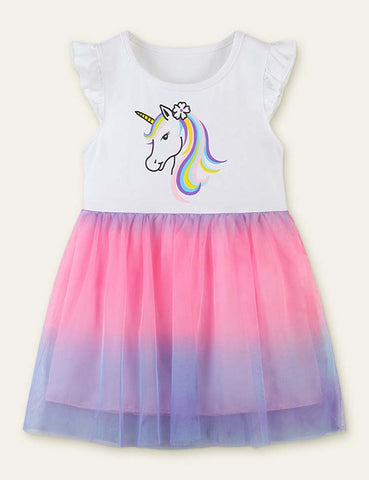 Unicorn Printed Mesh Dress