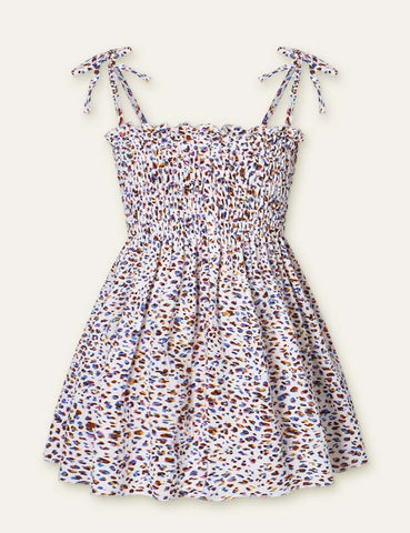 Floral Full Printed High Waist Spaghetti Strap Dress