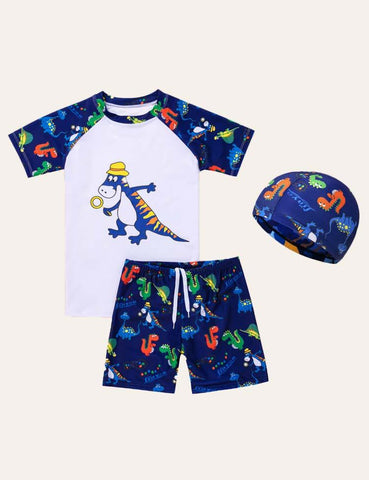 Dinosaur Swim Suit + Cap - CCMOM