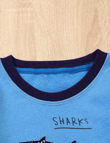 Cartoon Shark Appliqué Sweatshirt