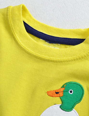 Duck Appliqué Pocket Long Sleeve T-shirt