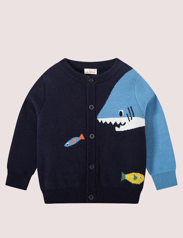 Shark Jacquard Sweater Coat