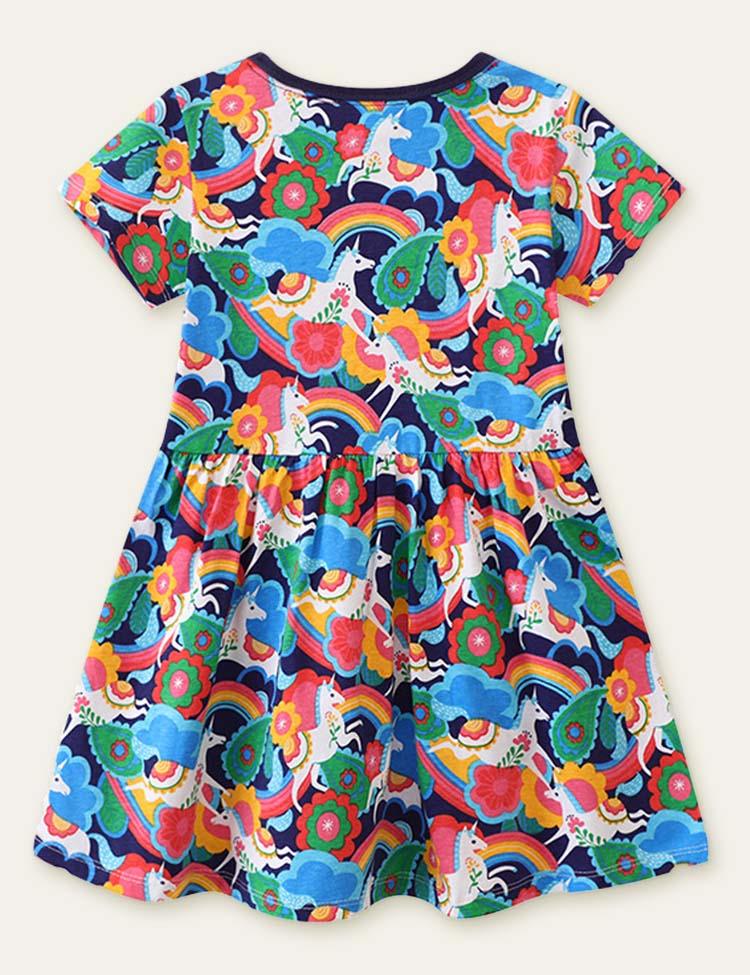 Floral Unicorn Printed Dress - CCMOM