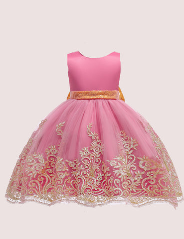 Princess Gold Lace Party Dress