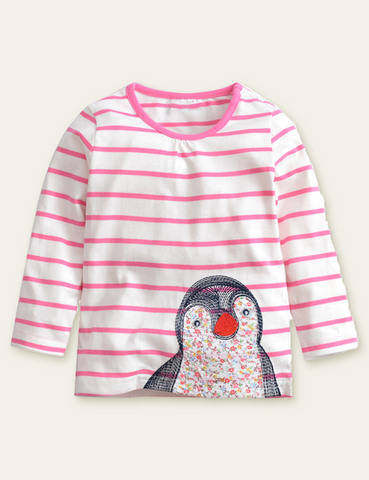 Penguin Embroidered Long Sleeve T-shirt