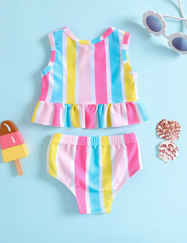 Color Stripe One Piece Swimsuit