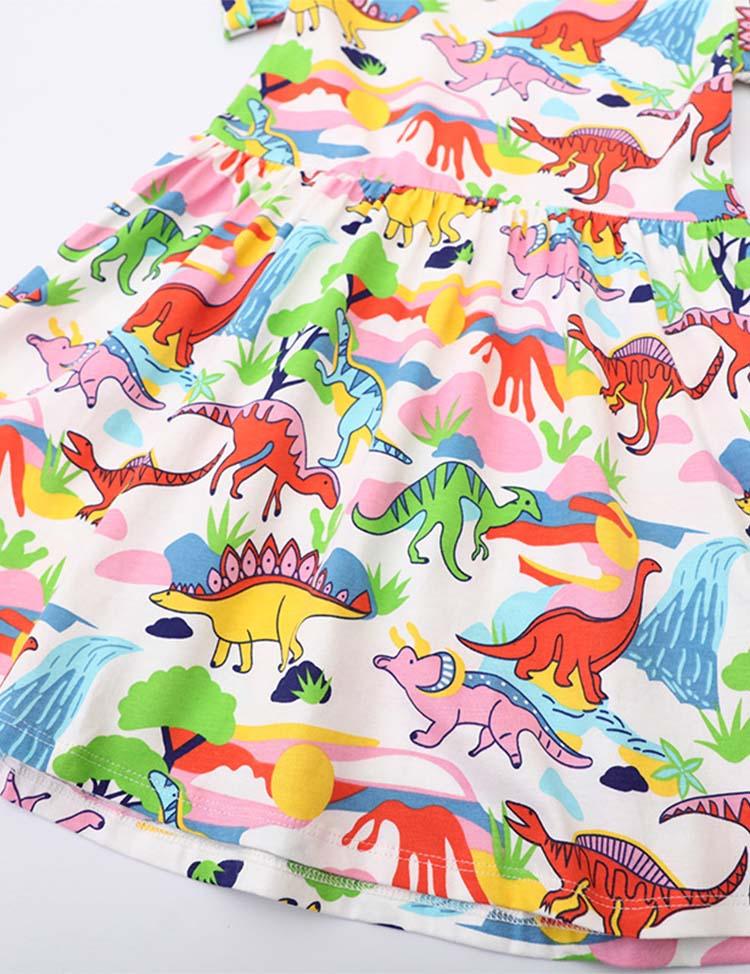 Rainbow Dinosaur Print Dress - CCMOM