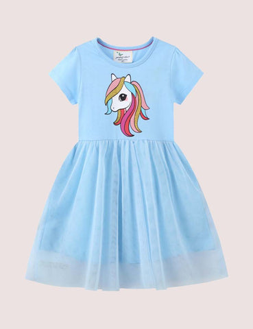 Cartoon Unicorn Mesh Dress