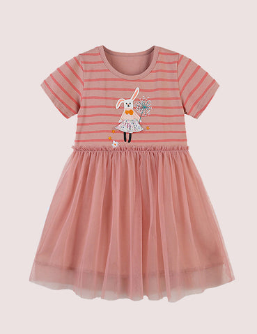 Cartoon Applique Mesh Dress