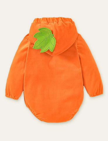 Halloween Cartoon Leaves Pumpkin Hooded Romper