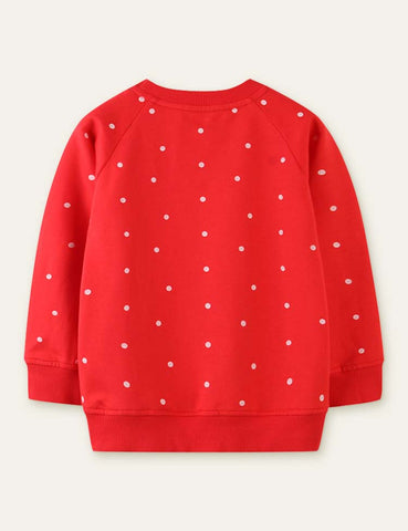 Alpaca Appliqué Polka Dot Sweatshirt