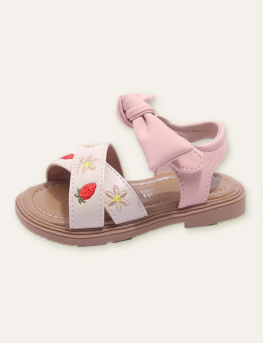 Strawberry Flower Embroidered Sandals