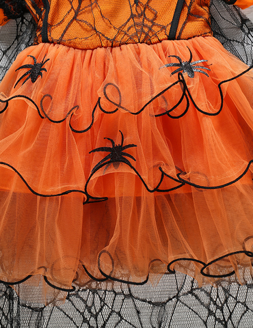 Halloween Spider Printed Mesh Dress