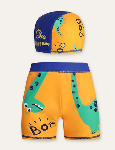 Animal Swimming Shorts + Swimming Cap - CCMOM