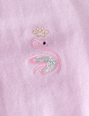 Sequined Swan Embroidered Sweater