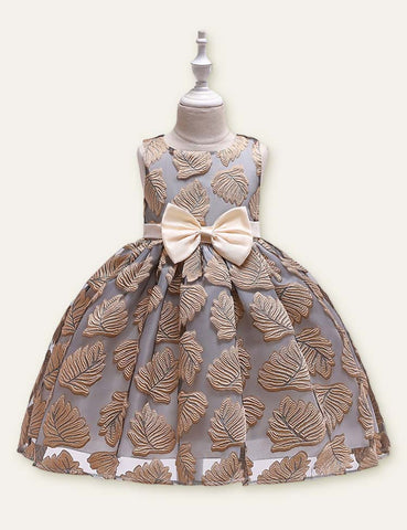 Embroidered Bow Party Dress