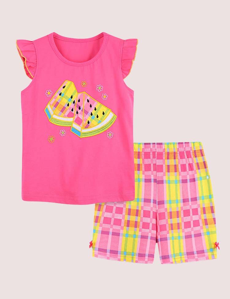 Watermelon Embroidered Sleeveless Set - CCMOM