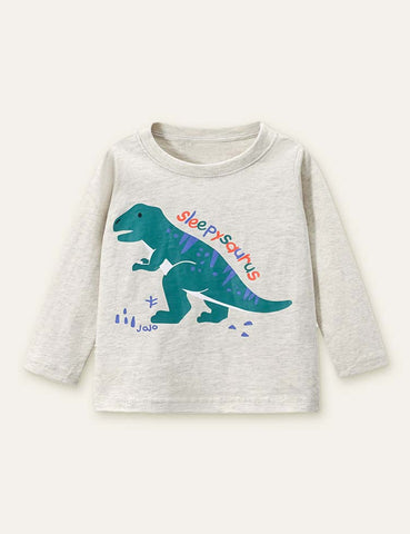 Dinosaur Printed Long-Sleeved T-shirt