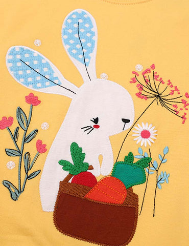 Rabbit Carrot Appliqué Flower Embroidered Sweatshirt