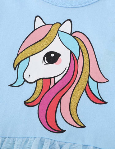 Cartoon Unicorn Mesh Dress