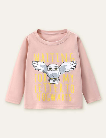 Owl Printed Long-Sleeved T-shirt