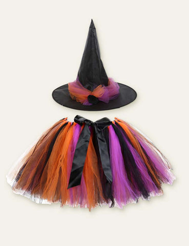 Halloween Mesh Skirt + Bow Mesh Hat