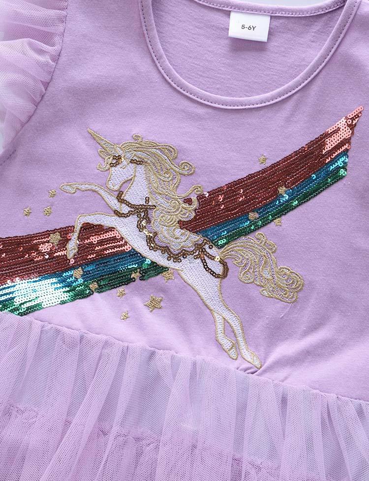 Unicorn Embroidered Mesh Party Dress - CCMOM