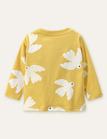 Pigeon Full Printed Long-Sleeved T-shirt