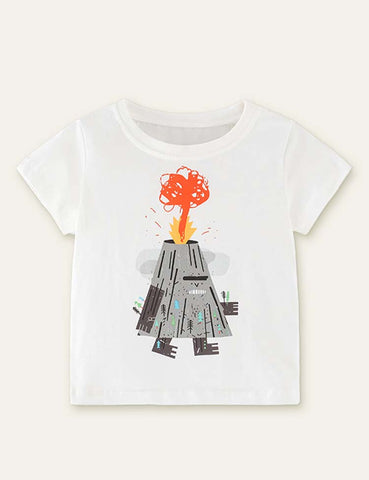 Robot Volcano Printed T-shirt