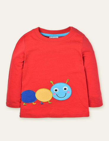 Caterpillar Appliqué Long Sleeve T-shirt