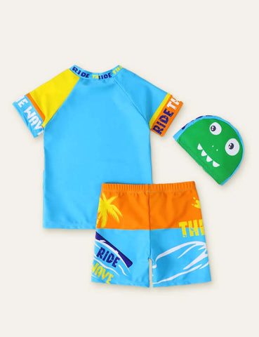 Dinosaur Swim Suit + Cap