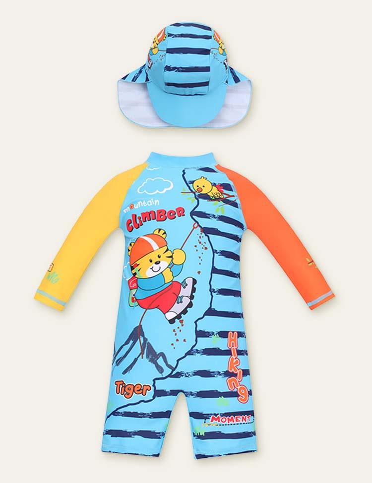 Cartoon Long sleeve Swim Suit + Cap - CCMOM