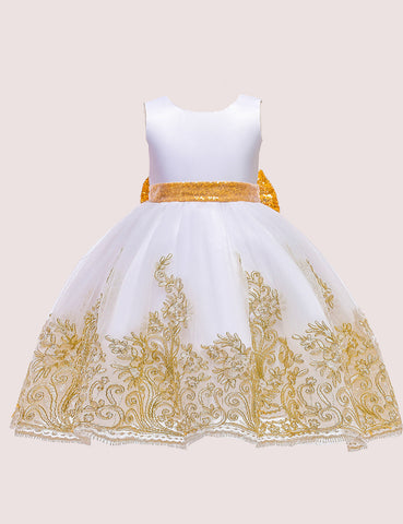 Princess Gold Lace Party Dress