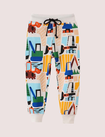 Cartoon Full Printed Excavator Pants