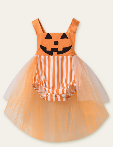 Halloween Smiley Striped Printed Dress