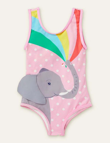 Elephant Appliqué Rainbow Swimsuit