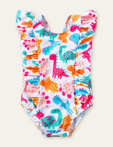 Leopard Print Dinosaur Mermaid Printed Swimsuit