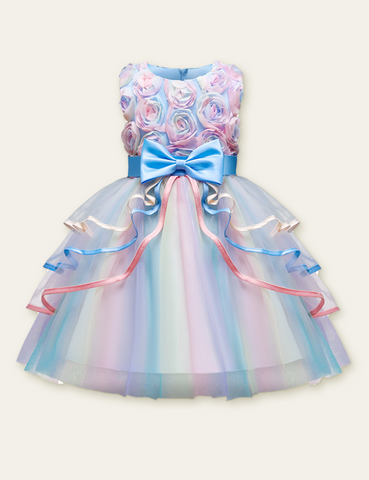 Rose Dream Bow Mesh Party Dress