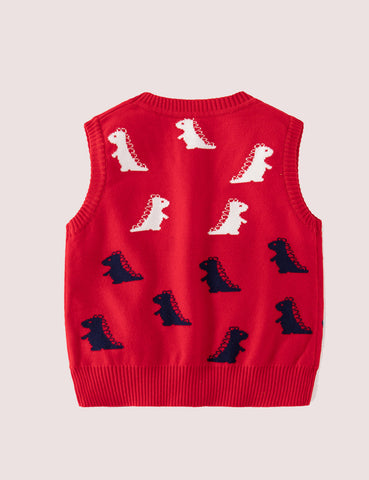 Dinosaur Wool V-Neck Vest