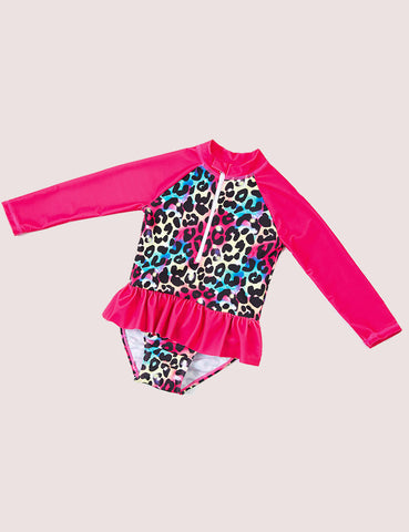 Long Sleeve Leopard Swimsuit