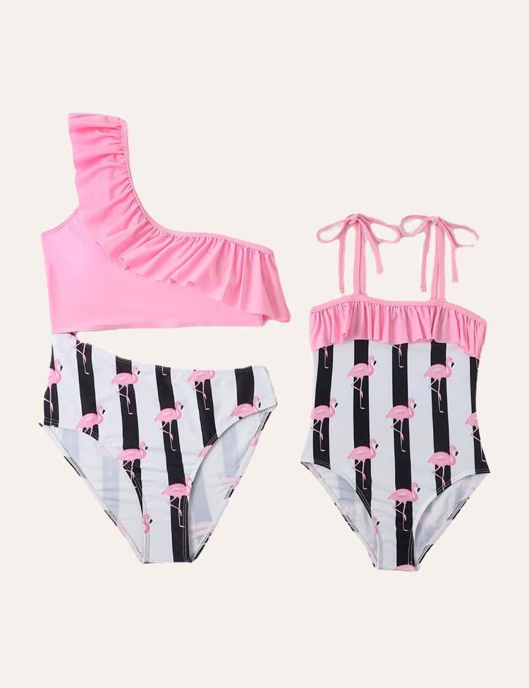 Flamingo Striped Family Matching Swimsuit - CCMOM