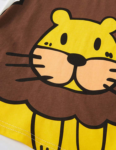 Cartoon Lion Printed T-shirt