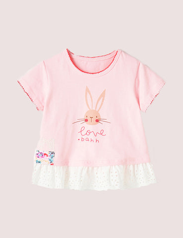 Pink Rabbit Lace Stitch T-shirt