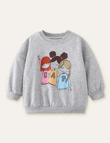 Three Girls Printed Sweatshirts