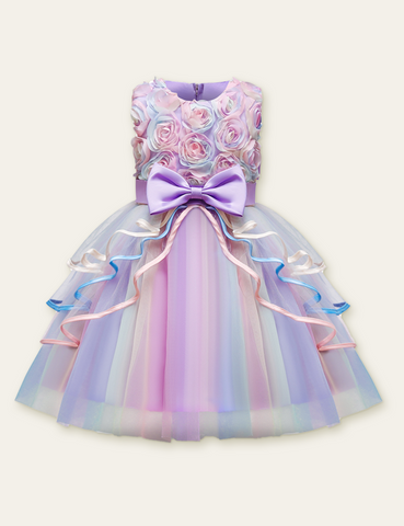 Rose Dream Bow Mesh Party Dress