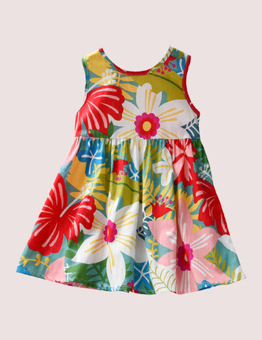 Flower Full Print Beach Dress