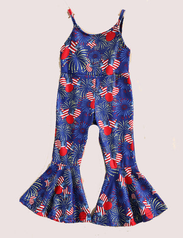 Independence Day Bell-Bottom Suspender Pants