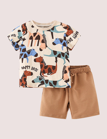 Cartoon Short Sleeve Two-Piece Set